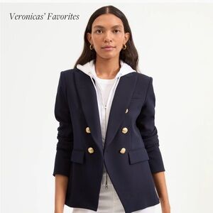 Veronica Beard Navy Blazer with Gold Accents